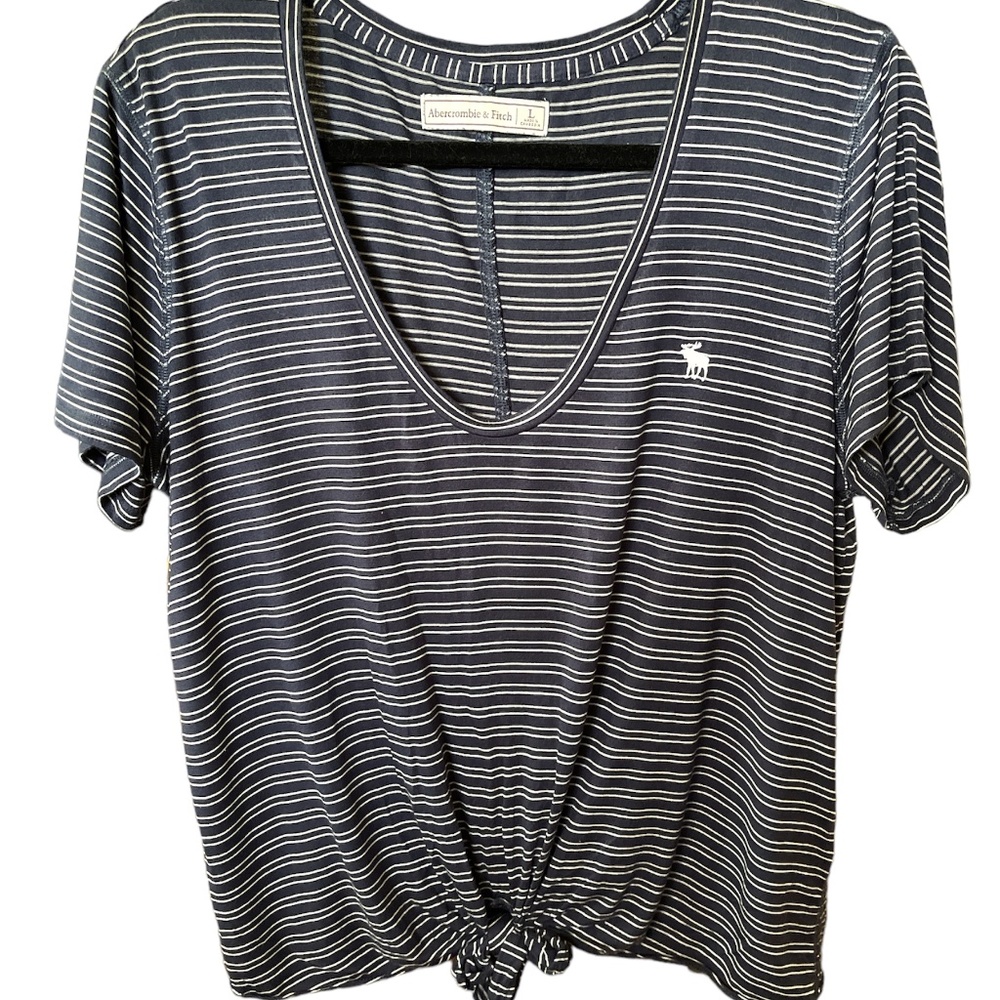 Abercrombie and Fitch Striped Knot Tie Top Blue Large NWT